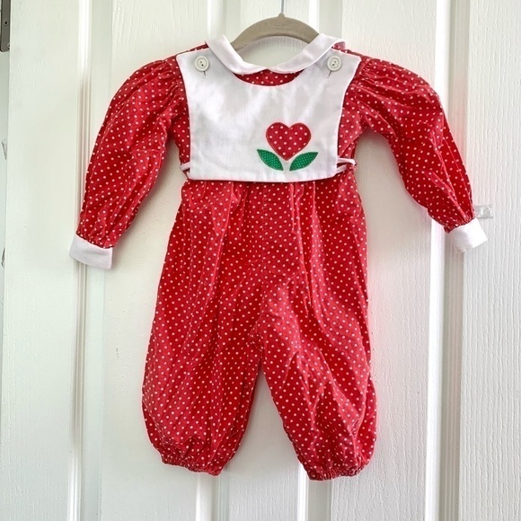 Vintage Betti Terell red polka dot Romper 24 month toddler  One-Piece jumpsuit - Picture 2 of 8